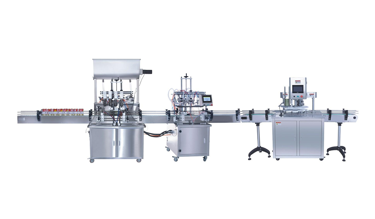 四头自动酱料灌装机+自动加油机+自动封罐机