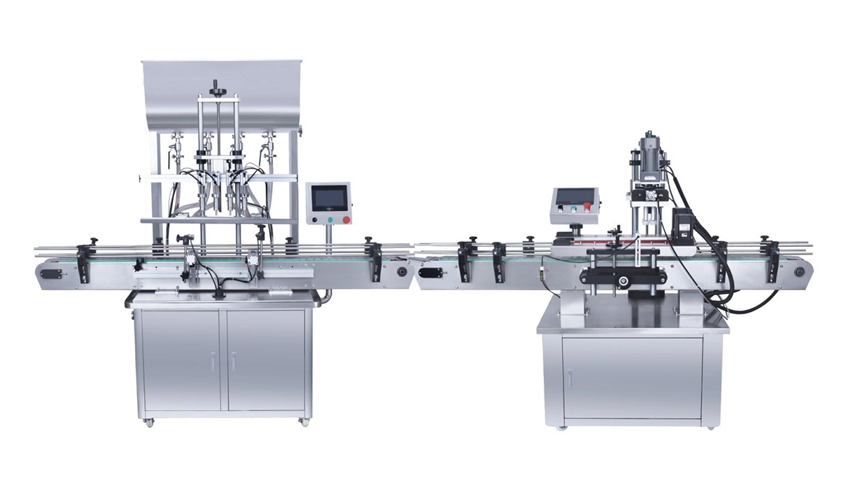四头膏体灌装机+自动搓盖机
