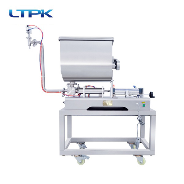 Simple floor standing horizontal mixing and filling machine